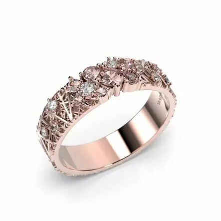 Festive Routa-Rakka timanttivärikivisormus 0,09 ct ruusukulta - Muut timanttisormukset - 627-033P-PK - 1