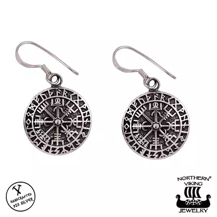 Northern Viking Jewelry Vegvisir korvakorut NVJKK012 - Hopeakorut - NVJKK012 - 1