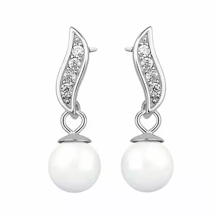 Roikkuvat helmikorvakorut zirkoneilla - Hopeakorut - HME394 - 1