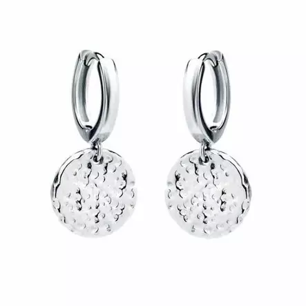 Hopeiset rengaskorvakorut pyöreä laatta - Hopeakorut - HME577 - 1