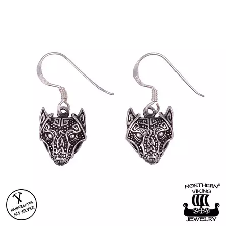 Northern Viking Jewelry Guardian Wolf korvakorut NVJKK029 - Hopeakorut - NVJKK029 - 1